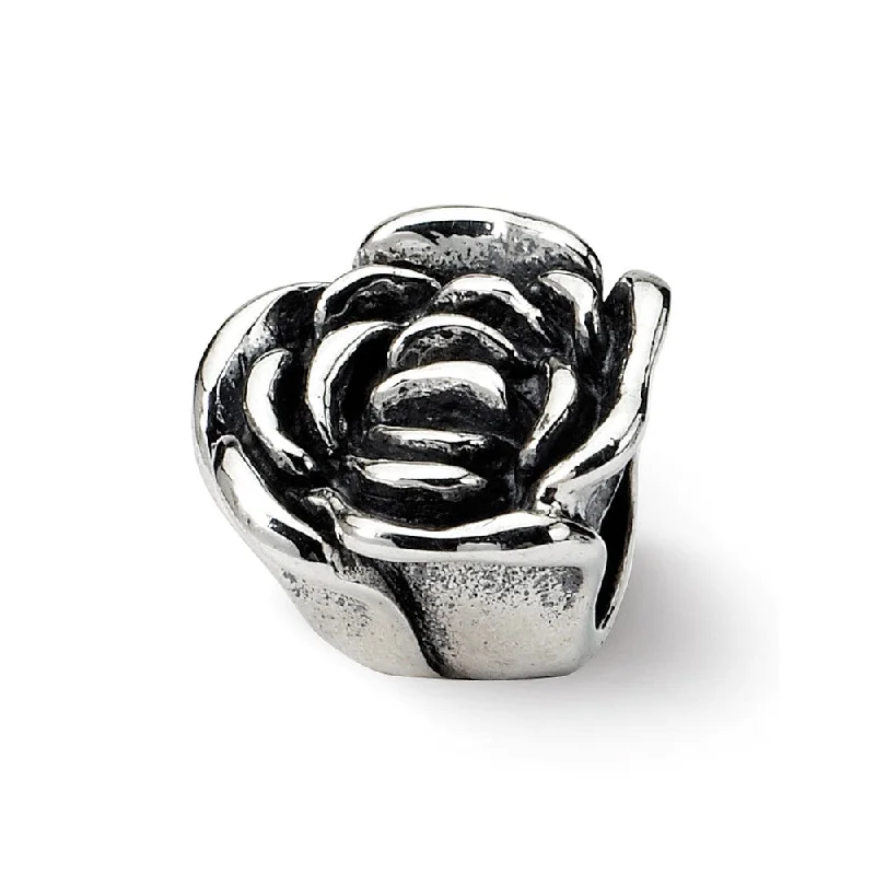 Sterling Silver Rose Bead Charm, 14mm