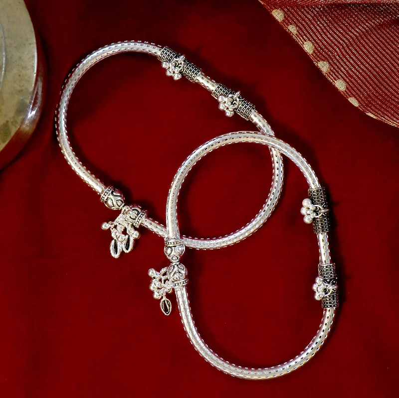 Must-Have Jewelry At Irresistible Discounts Teejh Double Cylindrical Silver Oxidized Charm Anklets Must-Have Jewelry At Irresistible Discounts Teejh Double Cylindrical Silver Oxidized Charm Anklets