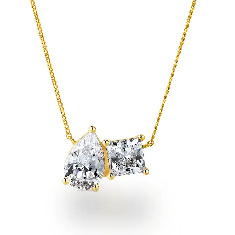Trendy And Classic Jewelry Now At Reduced Prices Toi et Moi Pear and Princess Cut Necklace Trendy And Classic Jewelry Now At Reduced Prices Toi et Moi Pear and Princess Cut Necklace