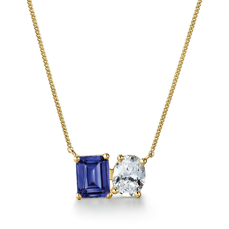 Luxury Handcrafted Jewelry For Elegant Looks Toi et Moi Tru-Sapphire and Oval Necklace Luxury Handcrafted Jewelry For Elegant Looks Toi et Moi Tru-Sapphire and Oval Necklace