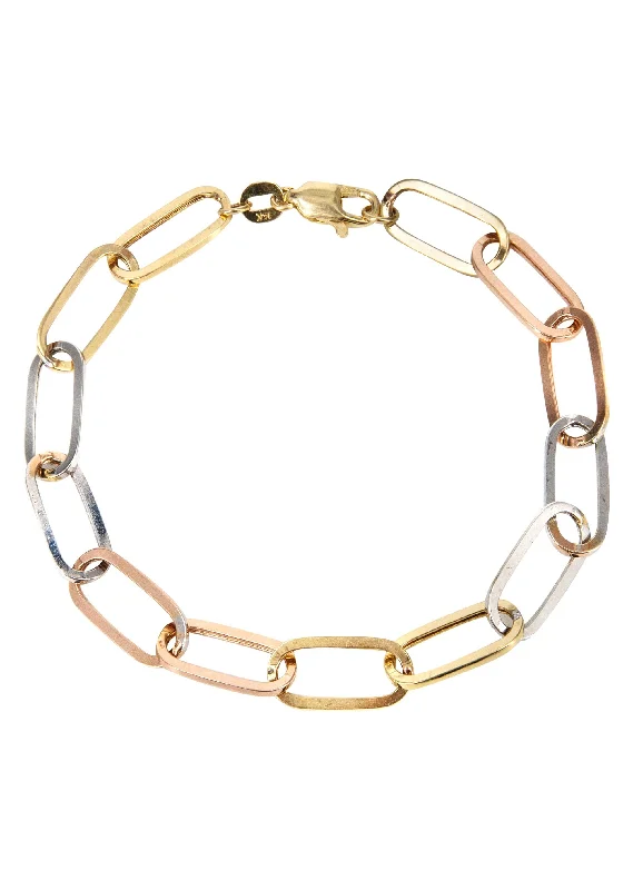 Exclusive Online Jewelry Sale – Don't Wait Semi Solid Tri Color Paper Clip Gold Bracelet 14K Exclusive Online Jewelry Sale – Don't Wait Semi Solid Tri Color Paper Clip Gold Bracelet 14K