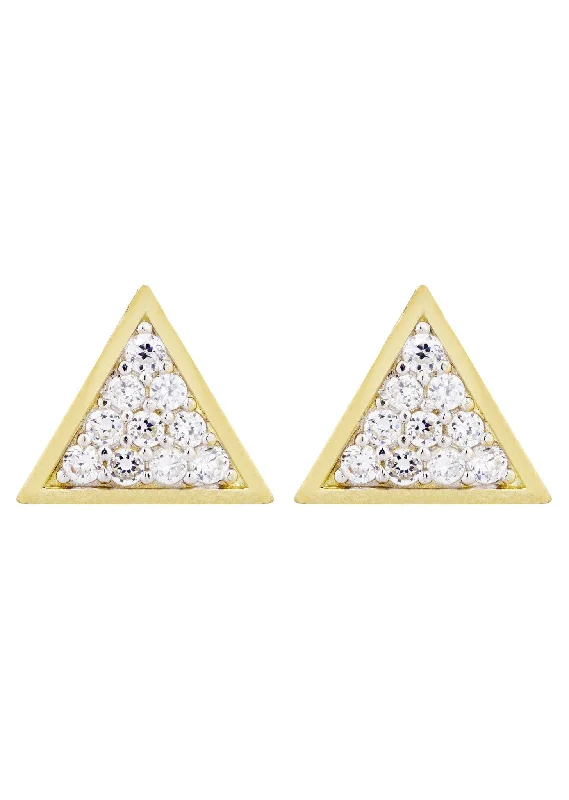 10K Triangle  Gold Earrings For Men | Appx 1/2 Inches Wide