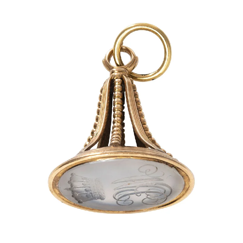 Victorian Intaglio Seal 14K Yellow Gold Fob Pendant