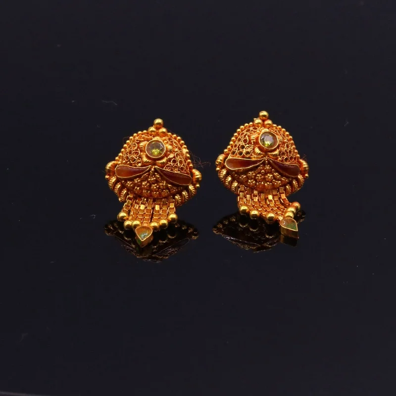 Discover Unique Jewelry With Special Limited-Time Offers Vintage antique 22karat yellow gold handmade filigree work designer stud earrings pair women's tribal jewelry