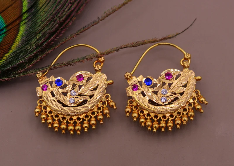 Modern Statement Jewelry For Bold Styling vintage antique handmade 22karat yellow gold solid tribal style hanging bells earrings hoops india jewelry Modern Statement Jewelry For Bold Styling vintage antique handmade 22karat yellow gold solid tribal style hanging bells earrings hoops india jewelry
