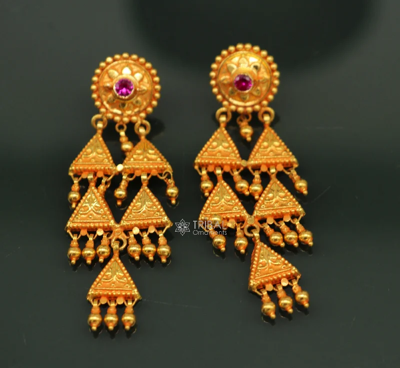 Limited-Time Jewelry Sale – Don't Miss Out On Dazzling Discounts Vintage traditional cultural design fabulous 22kt yellow gold handmade ethnic tribal earrings women's tribal jewelry from India ear169 Limited-Time Jewelry Sale – Don't Miss Out On Dazzling Discounts Vintage traditional cultural design fabulous 22kt yellow gold handmade ethnic tribal earrings women's tribal jewelry from India ear169