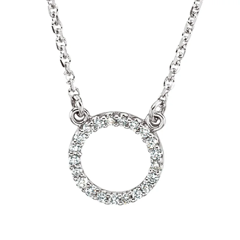 Delicate Crystal Jewelry For Sophisticated Charm 1/10 cttw Diamond Circle Necklace in 14k White Gold Delicate Crystal Jewelry For Sophisticated Charm 1/10 cttw Diamond Circle Necklace in 14k White Gold