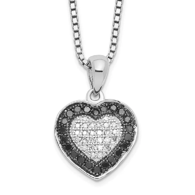 Special Offers On Handcrafted And Designer Jewelry 1/4 Ctw White & Black Diamond 13mm Heart Necklace in Sterling Silver Special Offers On Handcrafted And Designer Jewelry 1/4 Ctw White & Black Diamond 13mm Heart Necklace in Sterling Silver