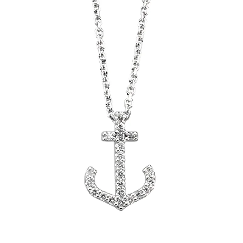 Adjustable Charm Bracelets For A Perfect Fit 1/8 cttw Diamond Anchor Necklace in 14k White Gold Adjustable Charm Bracelets For A Perfect Fit 1/8 cttw Diamond Anchor Necklace in 14k White Gold