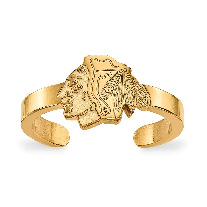 Waterproof Stainless Steel Jewelry For Lasting Beauty 10k Yellow Gold NHL Chicago Blackhawks Toe Ring Waterproof Stainless Steel Jewelry For Lasting Beauty 10k Yellow Gold NHL Chicago Blackhawks Toe Ring