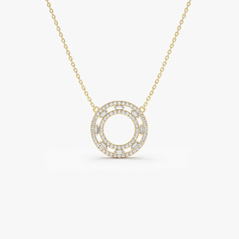 Your Perfect Accessory At The Perfect Price 14k Full Circle Baguette & Round Diamond Necklace Your Perfect Accessory At The Perfect Price 14k Full Circle Baguette & Round Diamond Necklace