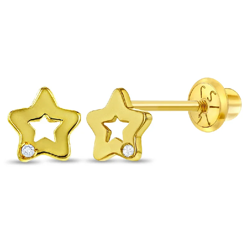 Buy More, Save More – Special Jewelry Discounts 14k Gold Genuine Diamond Open Star Baby / Toddler / Kids Earrings Safety Screw Back Buy More, Save More – Special Jewelry Discounts 14k Gold Genuine Diamond Open Star Baby / Toddler / Kids Earrings Safety Screw Back