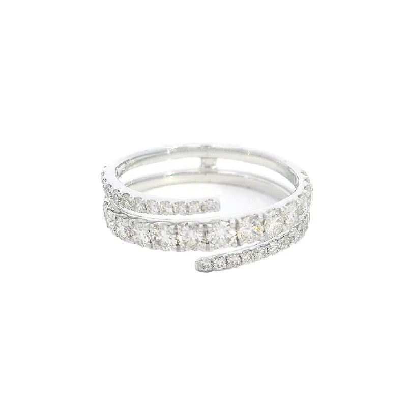 Clearance Sale On High-End Jewelry Collections 14K White Gold Bypass Natural Diamonds Ring