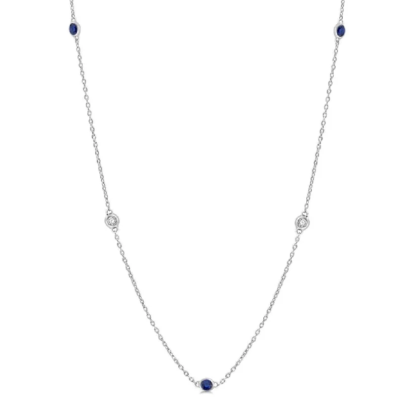 Bold And Beautiful Jewelry Now At Irresistible Prices 14K White Gold Sapphire And Diamond Station Necklace Bold And Beautiful Jewelry Now At Irresistible Prices 14K White Gold Sapphire And Diamond Station Necklace