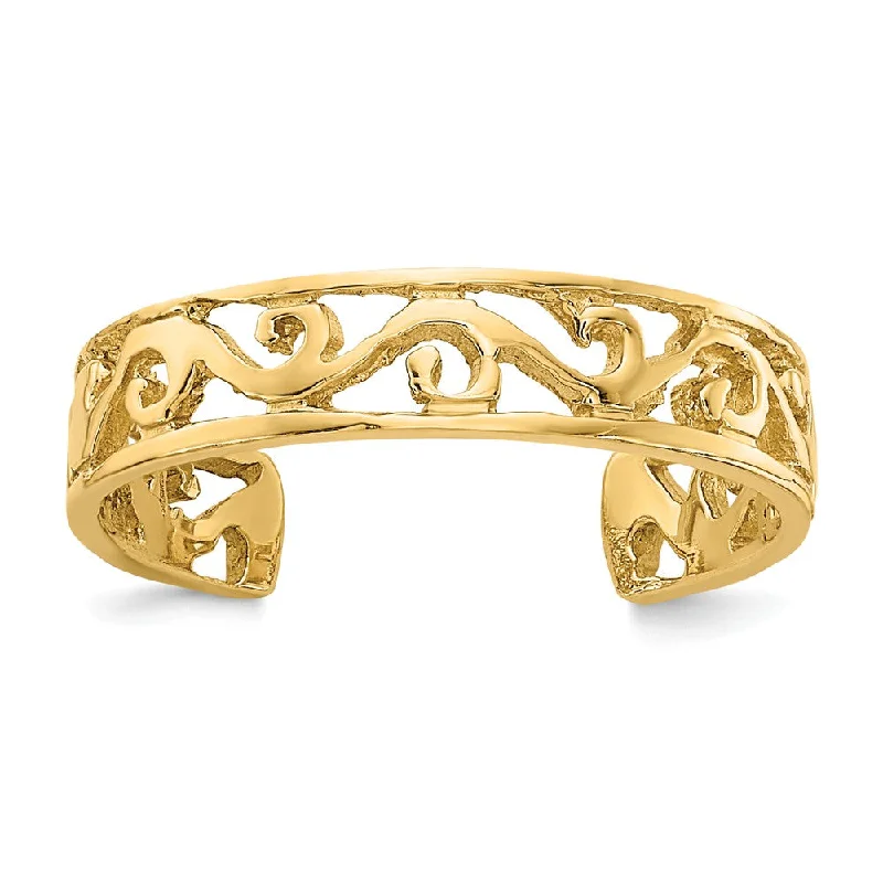 Fashion-Forward Jewelry At Exclusive Discounts 14k Yellow Gold 4mm Diamond-Cut Scroll Toe Ring Fashion-Forward Jewelry At Exclusive Discounts 14k Yellow Gold 4mm Diamond-Cut Scroll Toe Ring