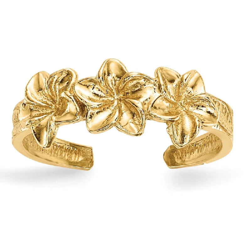 Fine Jewelry, Limited-Time Offers Available 14k Yellow Gold 6mm Triple Flower Toe Ring Fine Jewelry, Limited-Time Offers Available 14k Yellow Gold 6mm Triple Flower Toe Ring