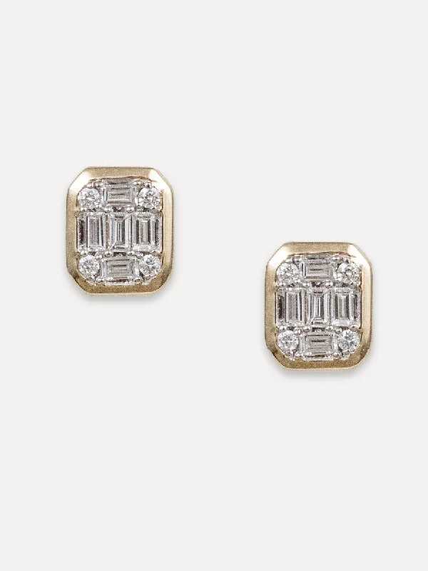 14K Baguette Diamond Studs