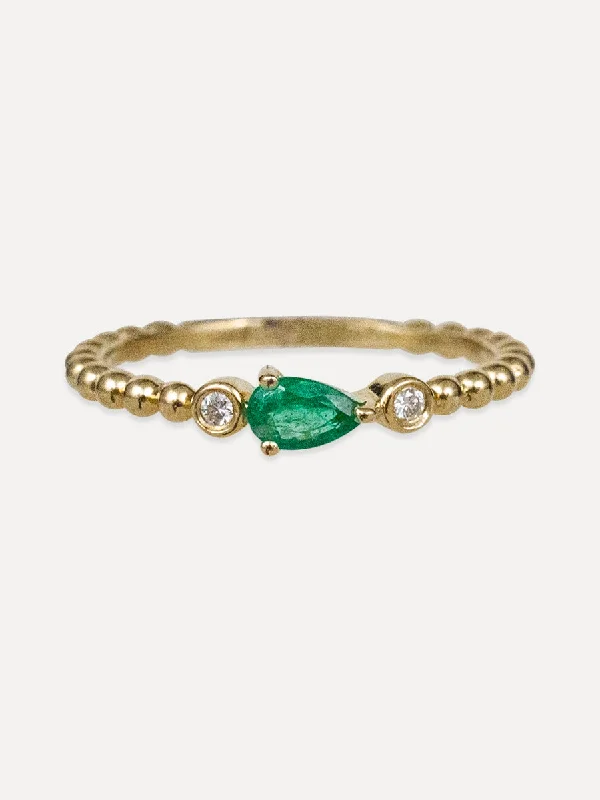 Timeless Jewelry, Timeless Savings – Don't Wait 14K Beaded Emerald Ring