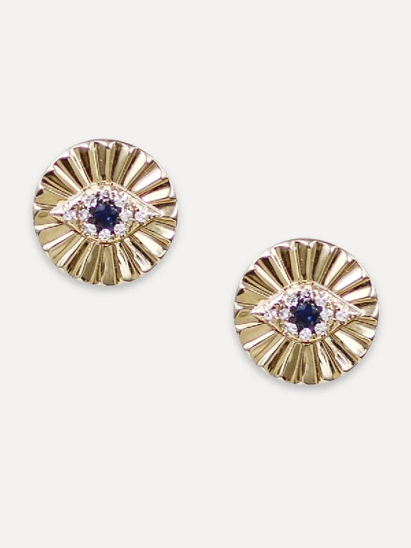 Must-Have Jewelry At Unbelievable Discounts 14K Blue Sapphire & Diamond Eye Fluted Studs Must-Have Jewelry At Unbelievable Discounts 14K Blue Sapphire & Diamond Eye Fluted Studs