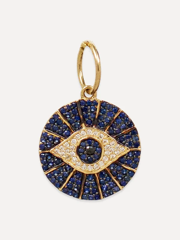 14K Blue Sapphire Evil Eye Charm