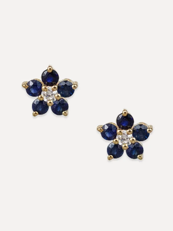 Shop High-Quality Jewelry At Jaw-Dropping Discounts 14K Blue Sapphrie & Diamond Flower Studs Shop High-Quality Jewelry At Jaw-Dropping Discounts 14K Blue Sapphrie & Diamond Flower Studs