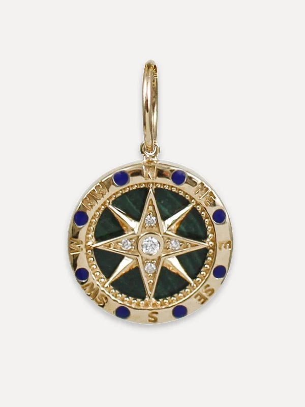 Exclusive Gemstone Jewelry Markdowns – Shop Now 14K Malachite Compass Charm