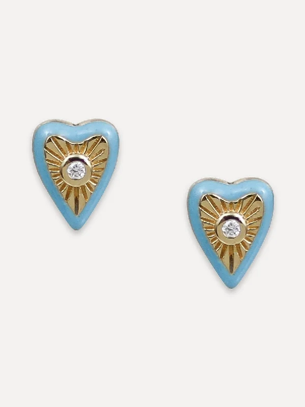 Sparkle For Less – Shop Jewelry Deals Now 14K Diamond & Blue Enamel Heart Studs