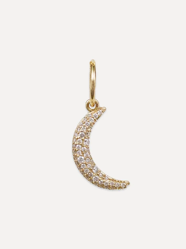 14K Diamond Double-Sided Crescent Moon Charm