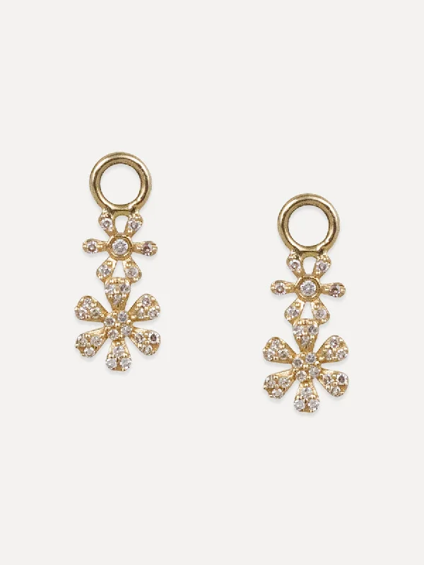 Your Perfect Accessory Now At The Best Price 14K Diamond Flower Huggie Charms