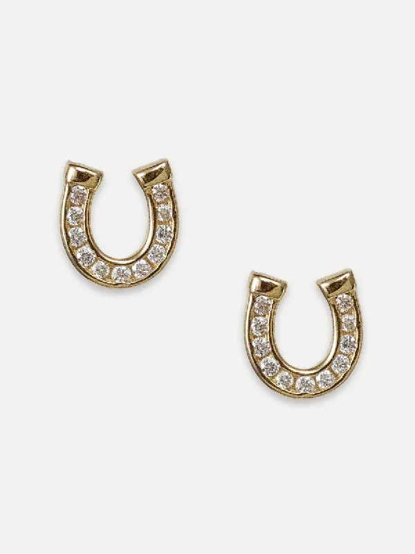 Luxury Meets Affordability – Jewelry Sale Live Now 14K Diamond Horseshoe Studs