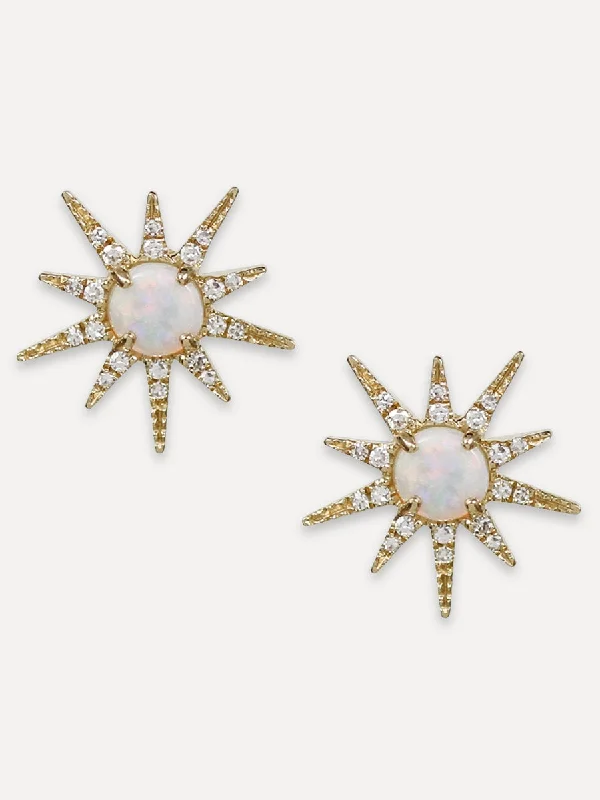 Affordable Luxury Jewelry – Style At A Great Price 14K Diamond & Opal Flower Studs