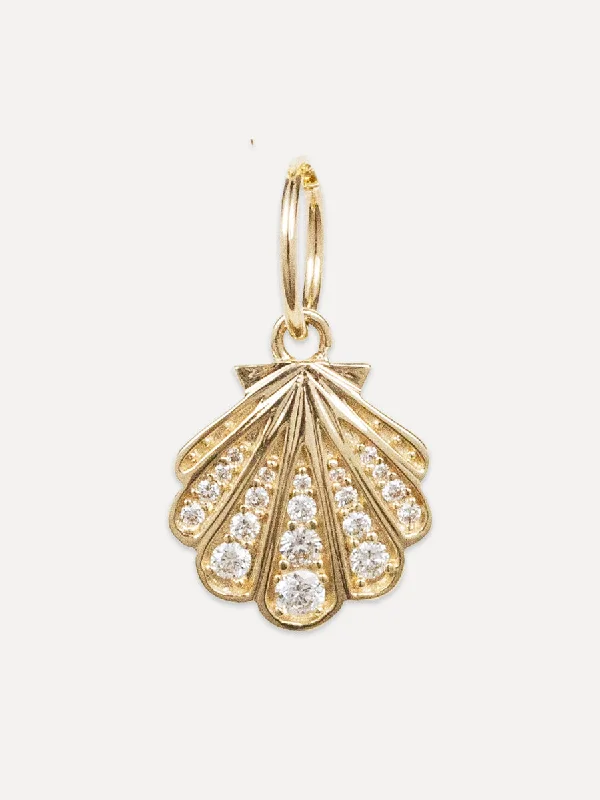 14K Diamond Seashell Charm