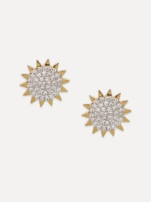 14K Diamond Sun Studs