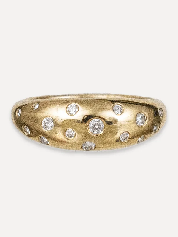 Elevate Your Outfit With Discounted Statement Jewelry 14K Diamond Tapered Dome Ring Elevate Your Outfit With Discounted Statement Jewelry 14K Diamond Tapered Dome Ring
