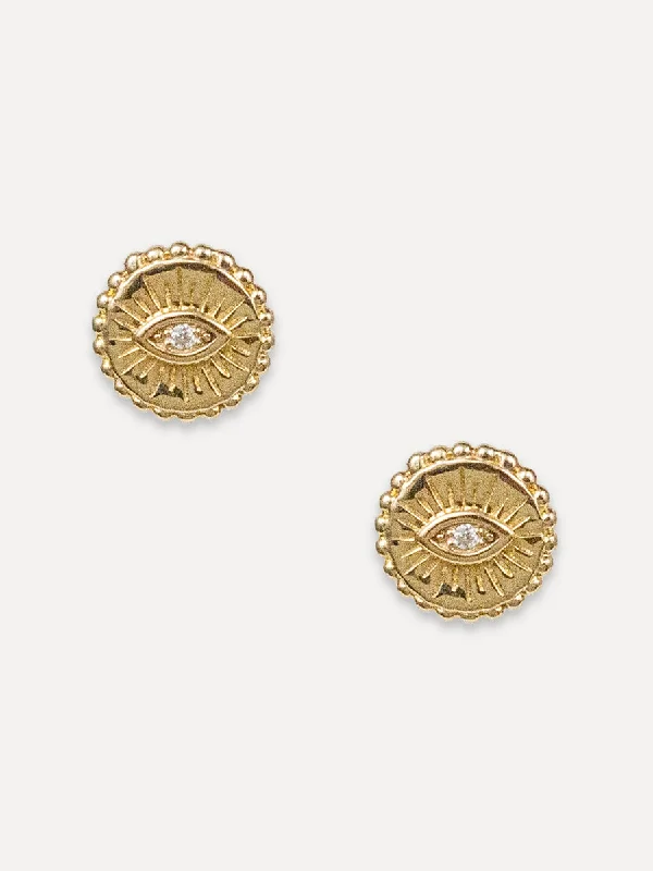Everyday Jewelry Essentials Now On Sale 14K Evil Eye Round Studs