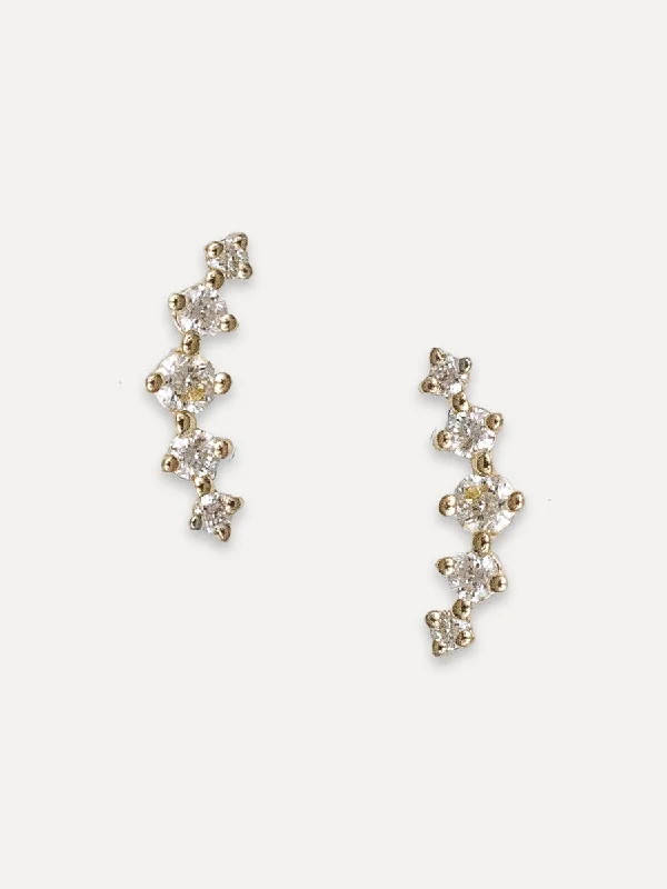 Huge Savings On Premium Jewelry Styles 14K Graduated Diamond Climber Studs