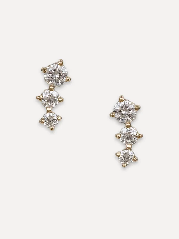 14K Graduated Triple Diamond Studs