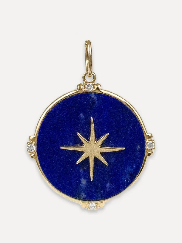 14K North Star Lapis Charm