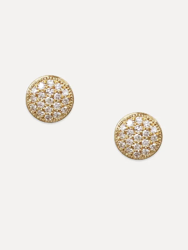 Celebrate Every Occasion With Sparkling Savings 14K Pavé Diamond Round Disc Studs