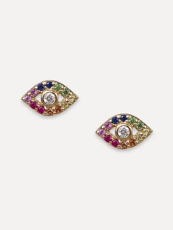 Shine Bright With Our Special Jewelry Promotions 14K Rainbow Sapphire Eye Studs