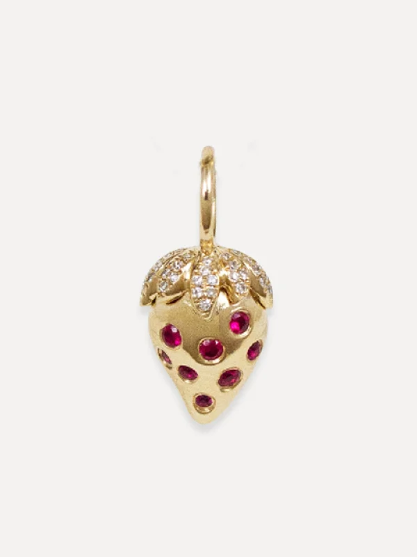 14K Ruby & Diamond Strawberry Charm