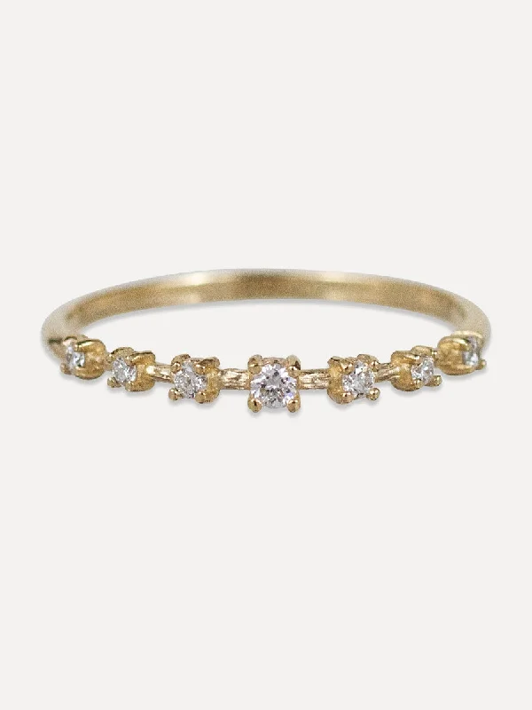 14K Seven Diamond Station Ring