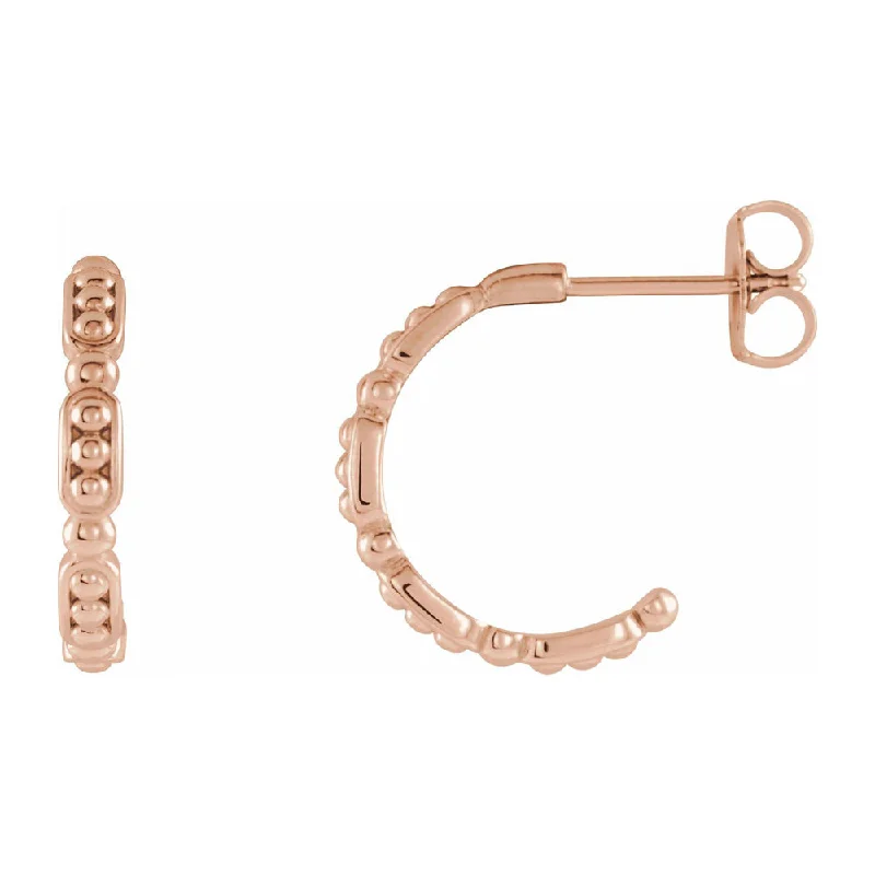 Special Jewelry Deals – Upgrade Your Collection 14K Yellow, White or Rose Gold Beaded J Hoop Earrings, 2.5 x 15mm Special Jewelry Deals – Upgrade Your Collection 14K Yellow, White or Rose Gold Beaded J Hoop Earrings, 2.5 x 15mm