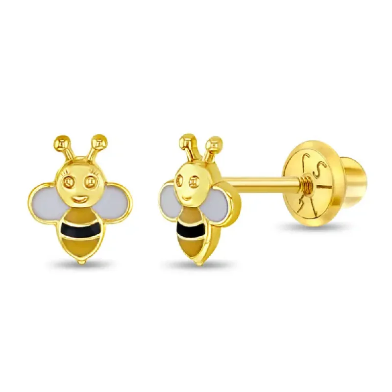 Versatile Layering Jewelry For Effortless Chic Children's 14k Yellow Gold Honey Bee Stud Earrings