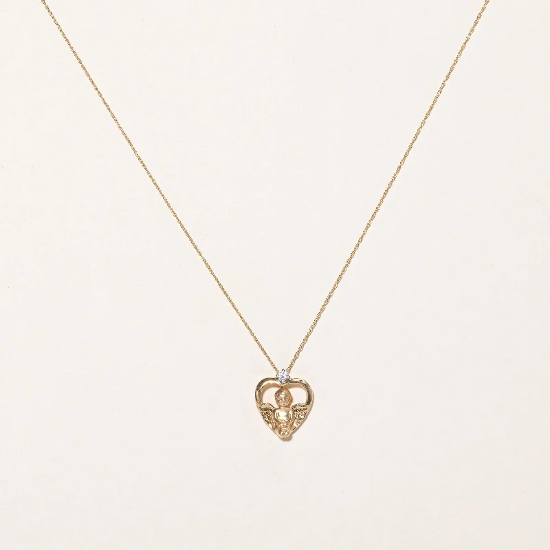 Diamond Angel Heart Necklace | 0.05ct | 18" |