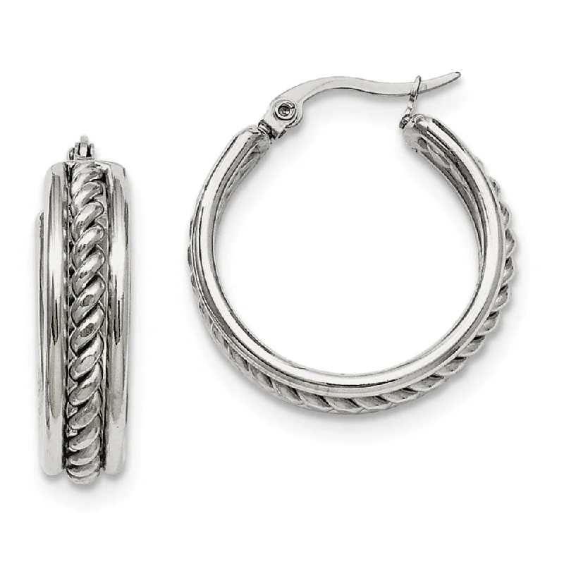 Limited-Stock Jewelry Sale – Once It's Gone, It's Gone 20mm Twisted Middle Round Hoop Earrings in Stainless Steel Limited-Stock Jewelry Sale – Once It's Gone, It's Gone 20mm Twisted Middle Round Hoop Earrings in Stainless Steel