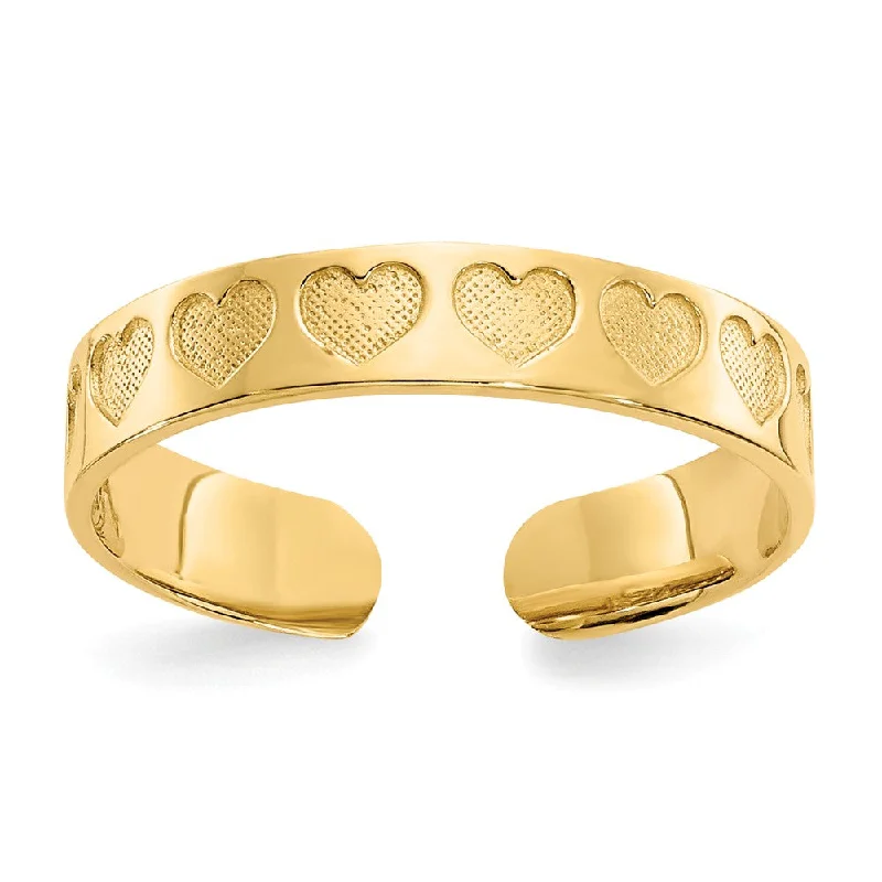 Exclusive Jewelry Offers – Shine For Less 3mm Textured Heart Toe Ring in 14K Yellow Gold Exclusive Jewelry Offers – Shine For Less 3mm Textured Heart Toe Ring in 14K Yellow Gold