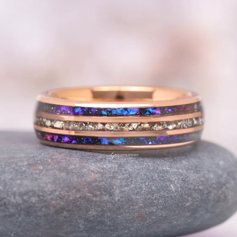 Exclusive Jewelry Markdowns – Limited-Time Offer Orion Nebula™ & Crushed Diamond Wedding Band- 6MM Rose Gold Tungsten Exclusive Jewelry Markdowns – Limited-Time Offer Orion Nebula™ & Crushed Diamond Wedding Band- 6MM Rose Gold Tungsten