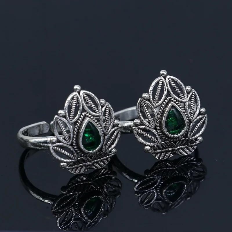 Best Jewelry Sale – Shop Exclusive Designs Now 925 sterling silver adjustable size toe ring band green stone tribal belly dance ethnic cultural jewelry from india ntr109 Best Jewelry Sale – Shop Exclusive Designs Now 925 sterling silver adjustable size toe ring band green stone tribal belly dance ethnic cultural jewelry from india ntr109