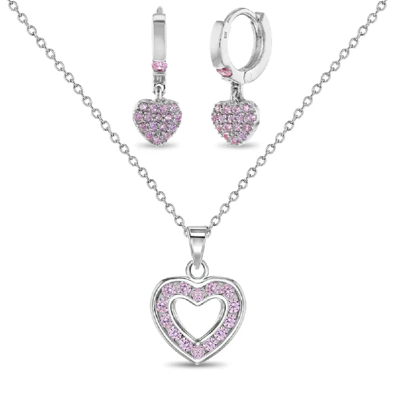 Limited-Time Offer On Elegant Jewelry Pieces 925 Sterling Silver Cute Pink Cubic Zirconia Heart Necklace & Earrings for Young Girls Limited-Time Offer On Elegant Jewelry Pieces 925 Sterling Silver Cute Pink Cubic Zirconia Heart Necklace & Earrings for Young Girls